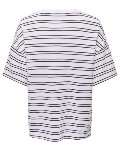 Only - ONLLisa Stripe T-shirt - Cloud Dancer/Blue/Brown